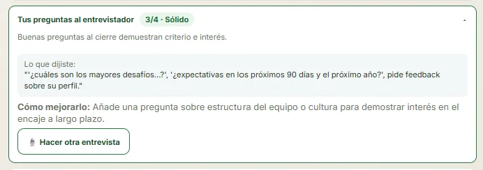 Preguntas sugeridas para el entrevistador en Próximo Rol