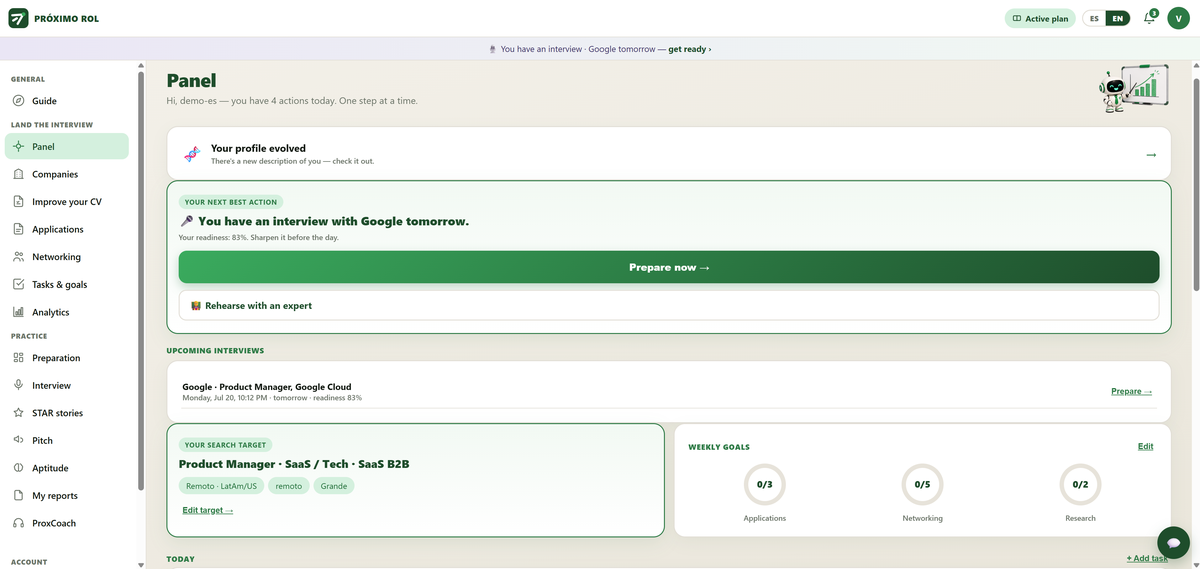 Feedback by dimension with your Readiness Index — product screenshot